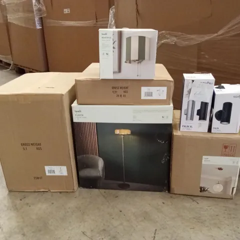 PALLET TO CONTAIN APPROXIMATELY 24 DESIGNER INDOOR LIGHTING PRODUCTS TO INCLUDE; CEILING LIGHTS, WALL LIGHTS, FLOOR LAMP ETC