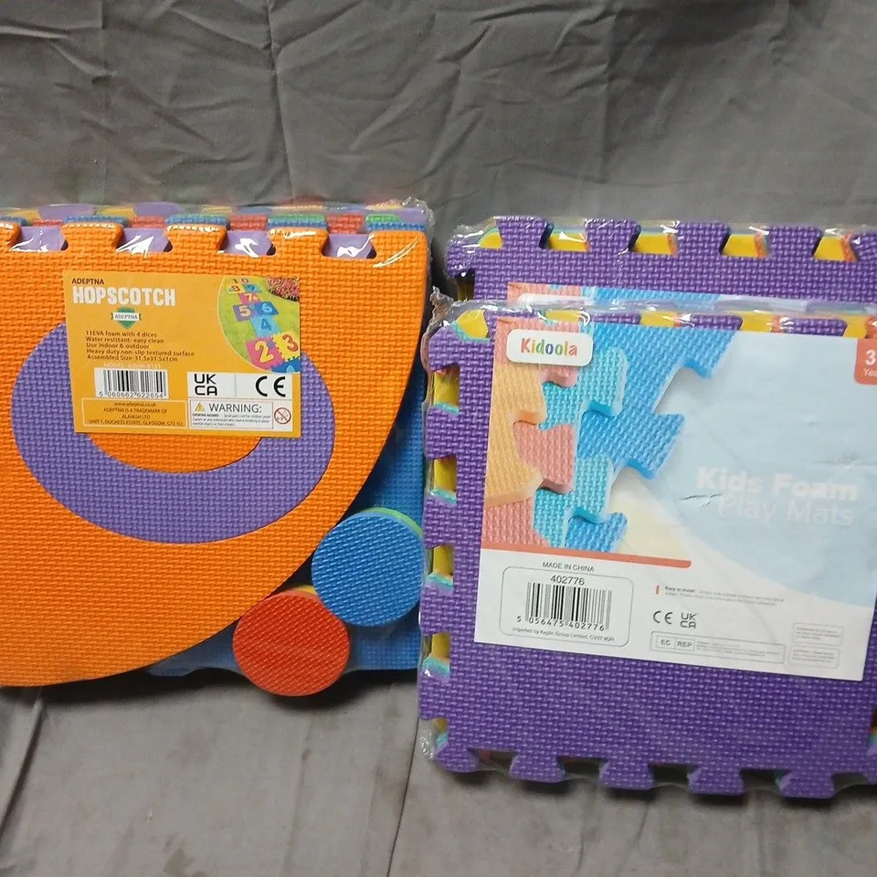 LOT OF 3 FOAM PLAYMAT SETS INCLUDE HOPSCOTCH AND 9-PIECE PLAY MATS