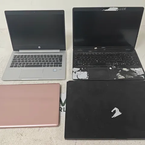 LOT OF 4 ASSORTED LAPTOPS TO INCLUDE HP, DELL AND AOURUS