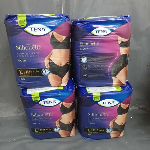 6 PACKS OF TENA SILHOUETTE HIGH WAIST UNDERWEAR NOIR LARGE 16-22 UK - 8 PER PACK