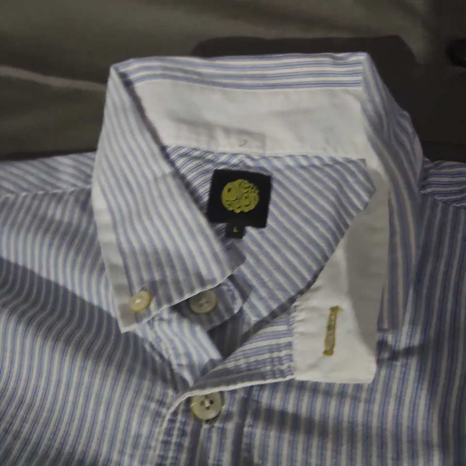 PRETTY GREEN PIN STRIPE BUTTON SHIRT - SIZE LARGE