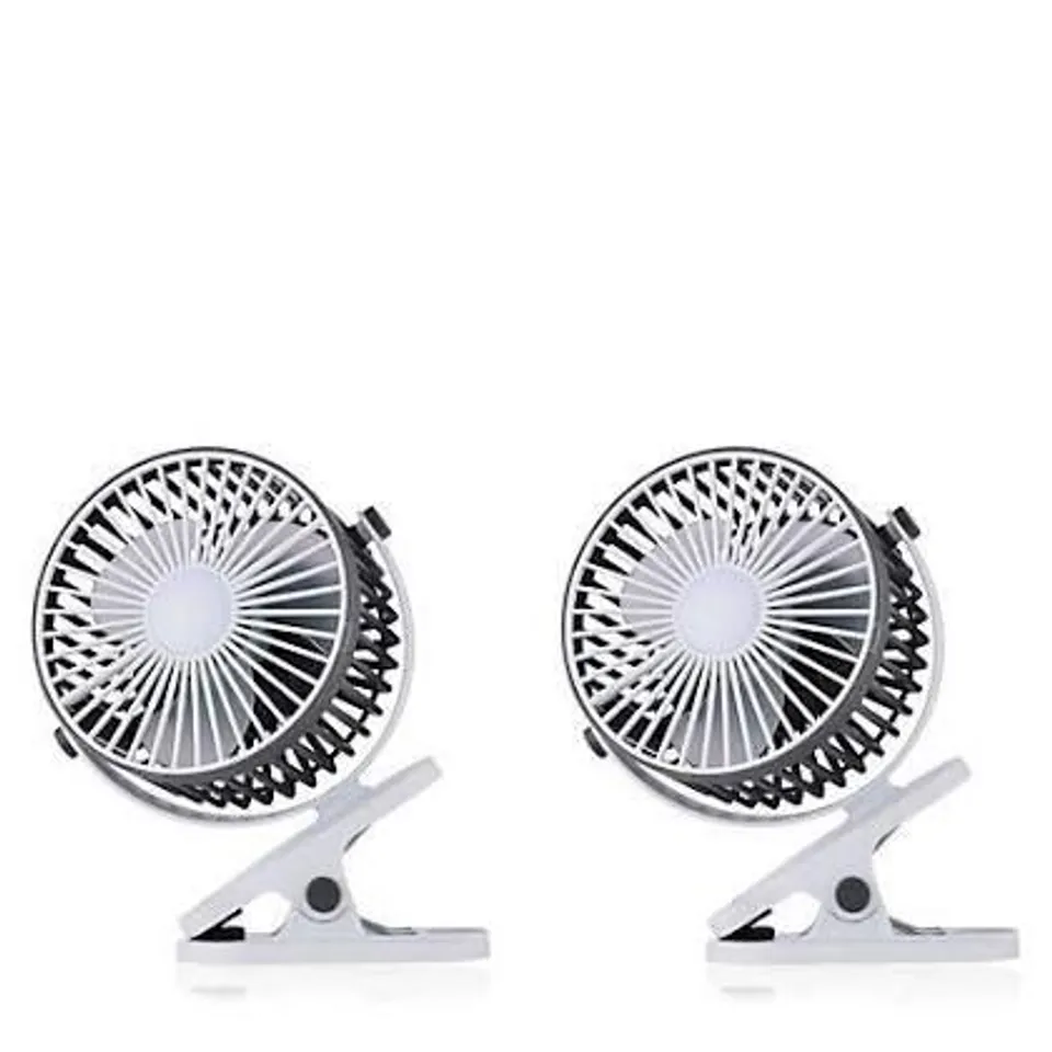 BOXED BELL AND HOWELL SET OF TWO CLIP ON FANS WITH LED LIGHT