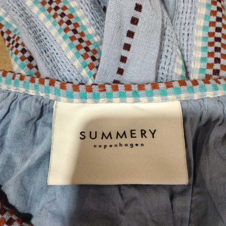 SUMMERY COPENHAGEN LIGHT-BLUE PATTERNED DRESS – WOMEN'S SIZE S