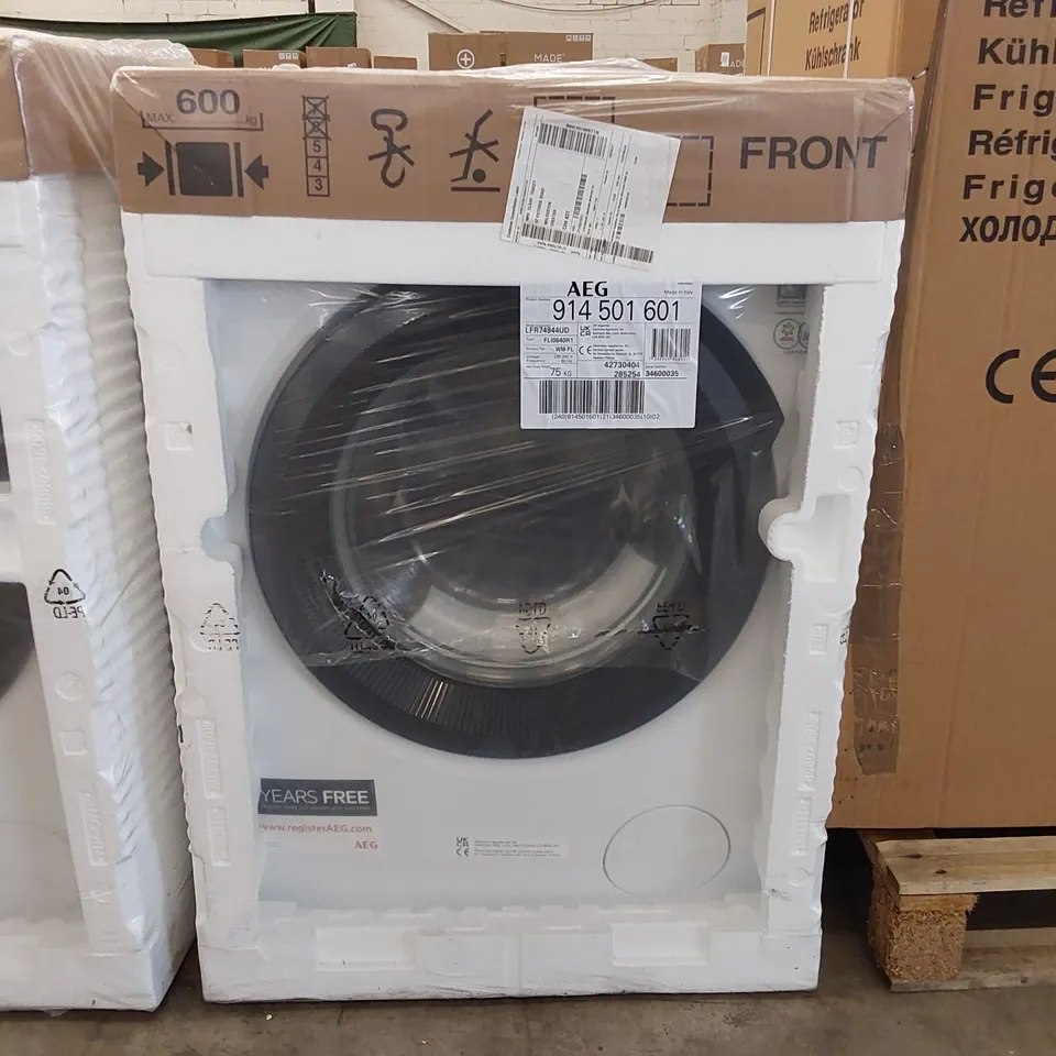 AEG PROSTEAM LFR74944UD 9 KG 1400 RPM WASHING MACHINE - WHITE & BLACK