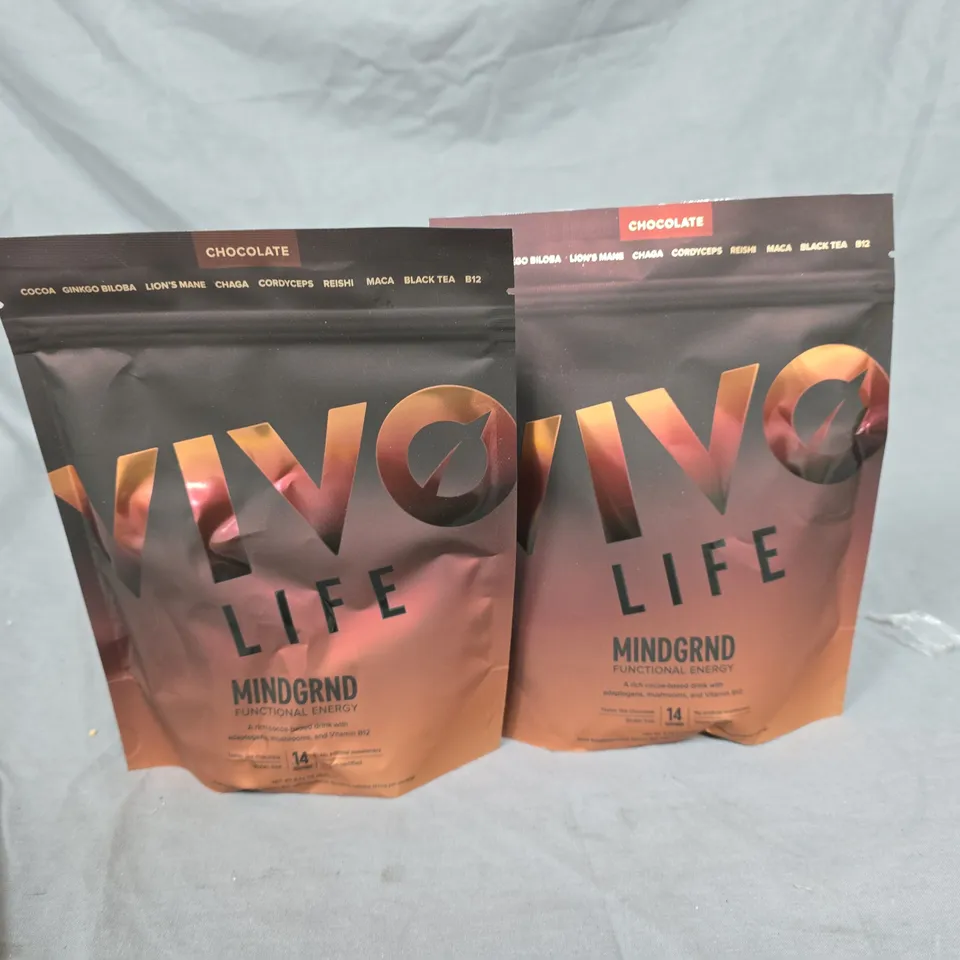 LOT OF 2 VIVO LIFE MINDGRND 154G COCOA BASED DRINKS - CHOCOLATE