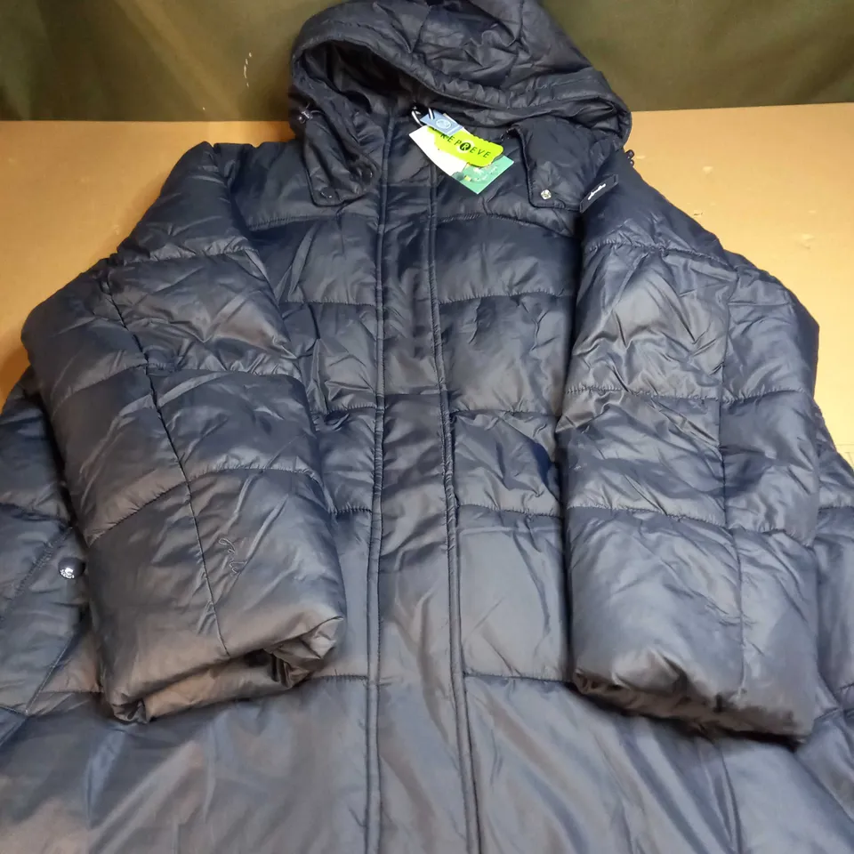 JOULES ADVENTURE AWAITS NAVY ELBERRY LONG COAT - SIZE UK 18