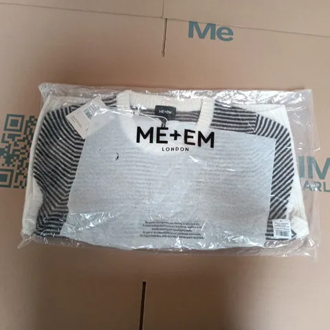 BAGGED ME+EM MERINO CASHMERE SILK STRIPE STRAIGHT BABY TEE IN CREAM/COCOA BROWN - XL