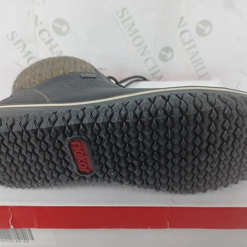 BOXED RIEKER LACE UP BOOTS IN BLACK - SIZE 39