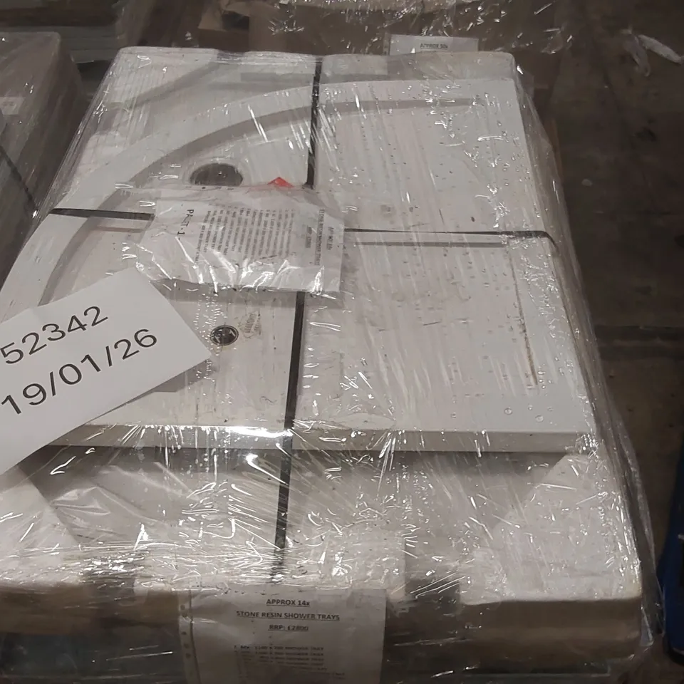 PALLET CONTAINING APPROXIMATELY 14x STONE RESIN SHOWER TRAYS