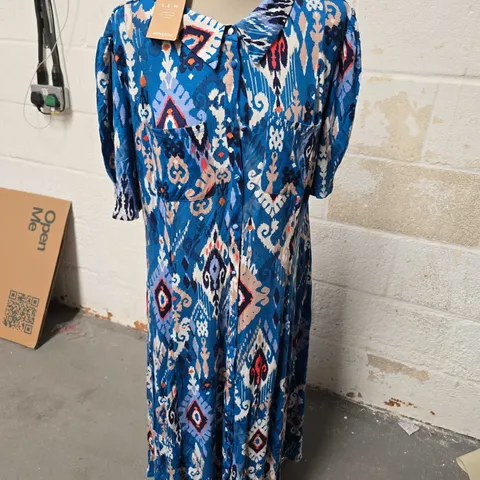 MONSOON MAXI SHIRT DRESS - BLUE/MULTI - SIZE EXTRA LARGE