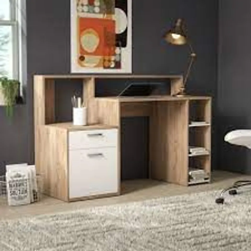 BOXED ALEJANDRE COMPUTER DESK - LIGHT BROWN