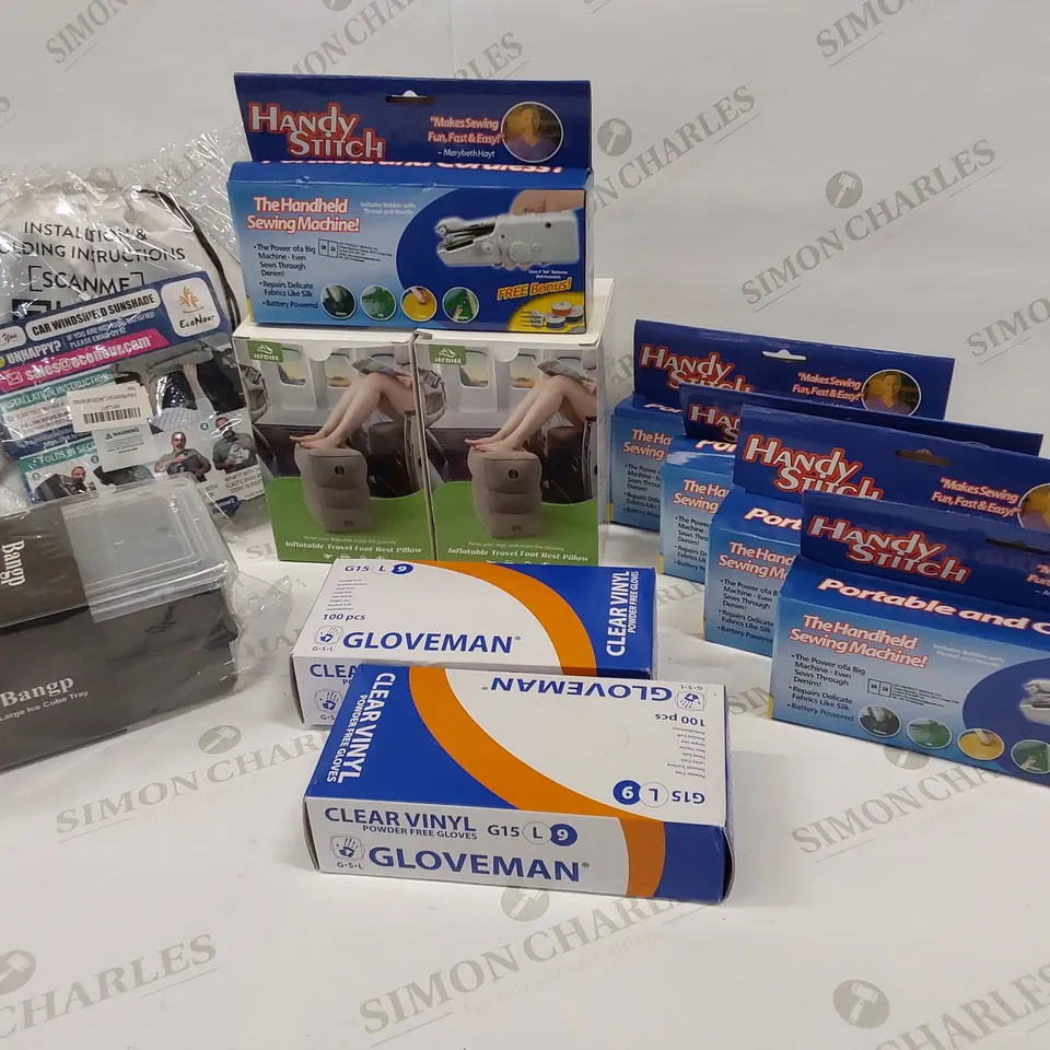12 BRAND NEW ITEMS TO INCLUDE: BANGP LARGE ICE CUBE TRAY, CAR WINDSHIELD SHADES