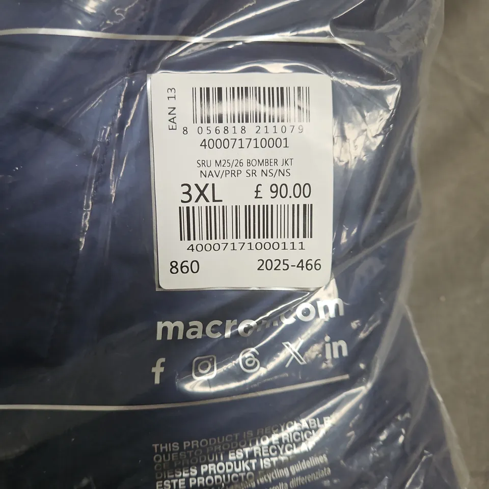 MACRON SCOTLAND RUGBY BOMBER JACKET – NAVY, UK 3XL