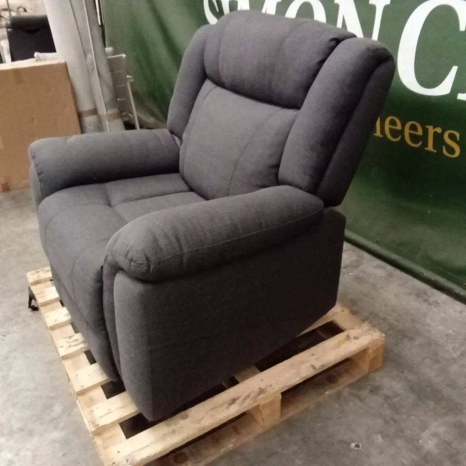 QUALITY DESIGNER FABRIC UPHOLSTERED POWER RECLINER CHAIR - CHARCOAL
