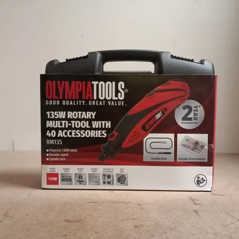 BOXED OLYMPIA TOOLS 135W ROTARY MULTI-TOOL W. 40 ACCESSORIES - RM135