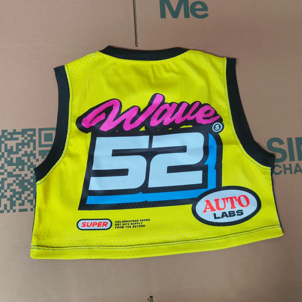 SUPER RACING VEST – NEON YELLOW BACK WITH 52 AUTO LABS GRAPHIC SIZE MEDIUM