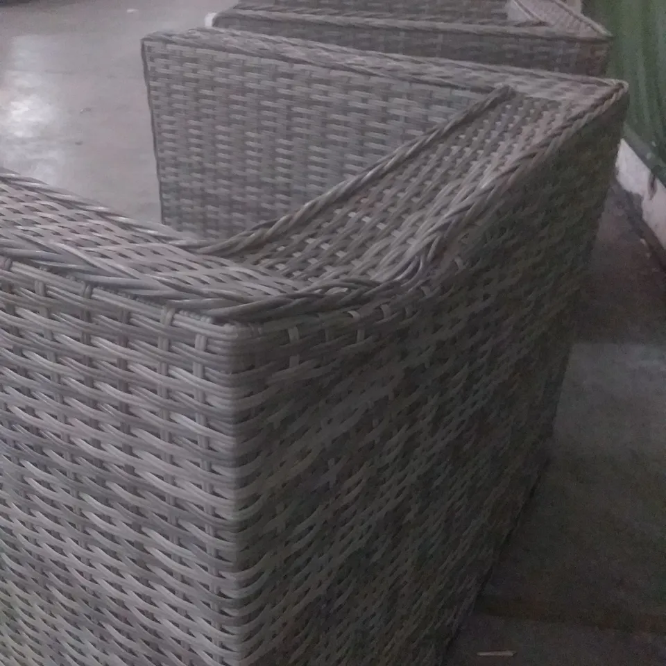 X2 RATTAN EFFECT GARDEN ARMCHAIRS GREY
