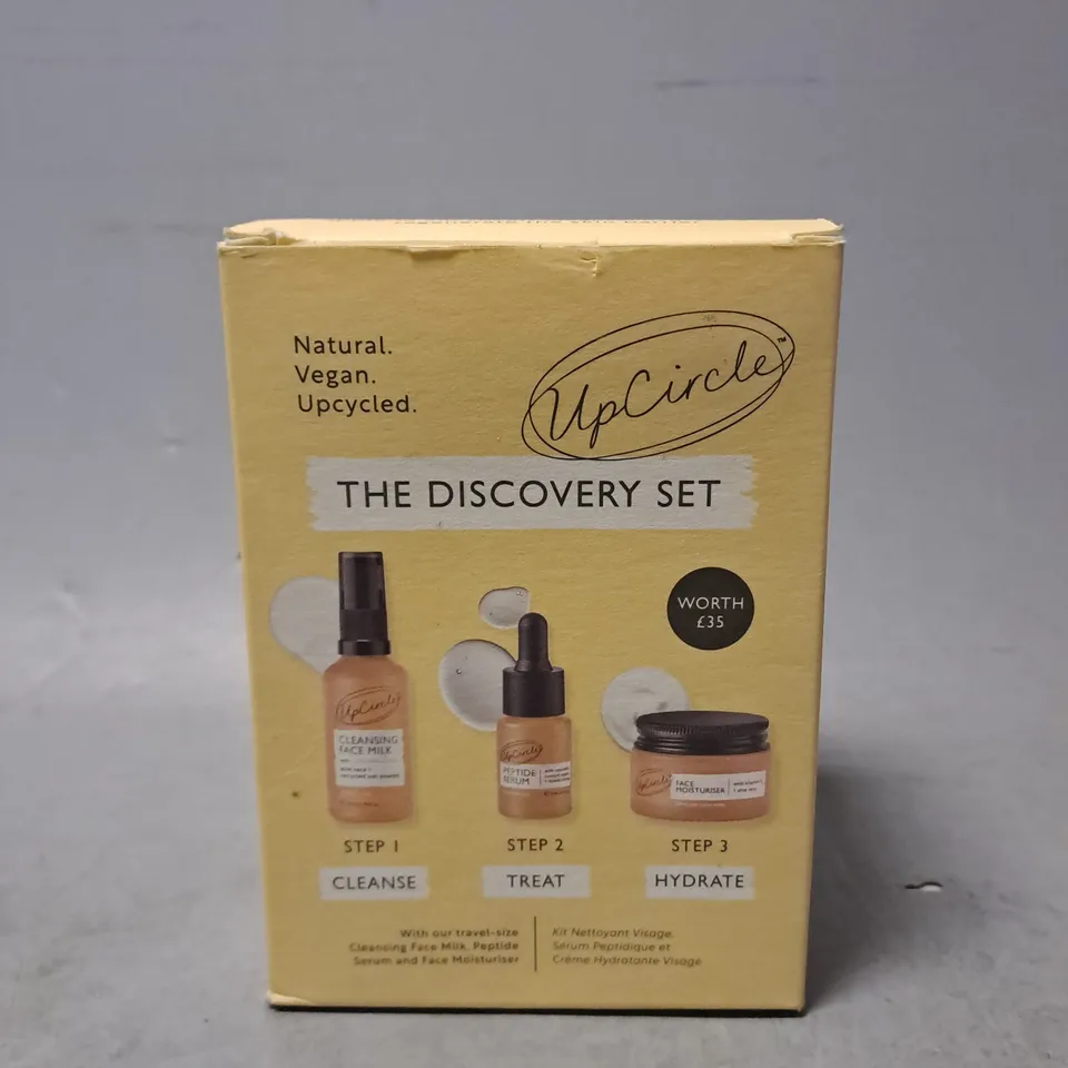 UPCIRCLE DISCOVERY SET – CLEANSING FACE MILK, FACE MOISTURISER AND PEPTIDE SERUM