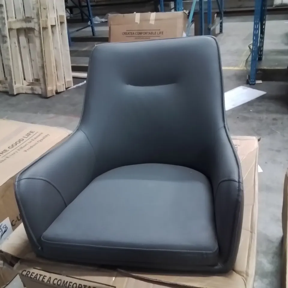 BOXED CLIPOP ERGONOMIC FAUX LEATHER UPHOLSTERED DINING CHAIRS SET OF 2, PADDED SEAT FOR KITCHEN - GREY-