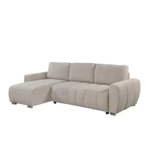 BOXED VIENNA FABRIC PULL OUT FOLDING 3 SEATER CORNER SOFA BED - BEIGE (2 BOXES)