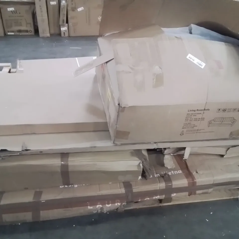 PALLET CONTAINING VARIOUS ASSORTED INCOMPLETE FURNITURE PARTS AND OTHER HOUSEHOLD ITEMS