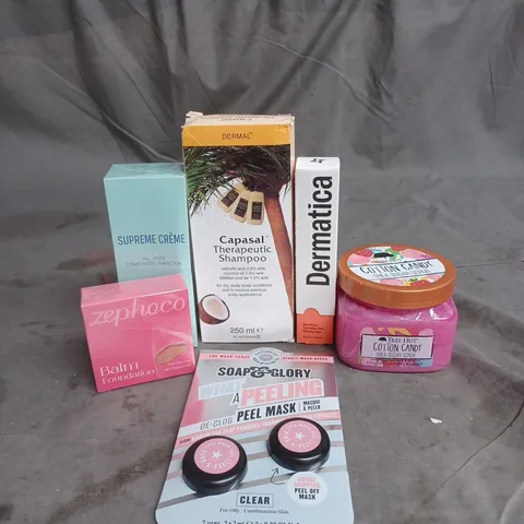 APPROXIMATEY 20 HEALTH AND BEAUTY PRODUCTS TO INCLUDE CAPASAL SHAMPOO, TREE HUT COTTON CANDY SUGAR SCRUB AND SOAP & GLORY PEEL MASK