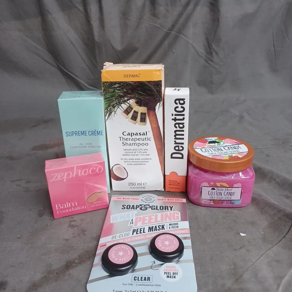 APPROXIMATEY 20 HEALTH AND BEAUTY PRODUCTS TO INCLUDE CAPASAL SHAMPOO, TREE HUT COTTON CANDY SUGAR SCRUB AND SOAP & GLORY PEEL MASK