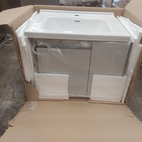 BOXED SAKER STONE VANITY UNIT WITH BASIN