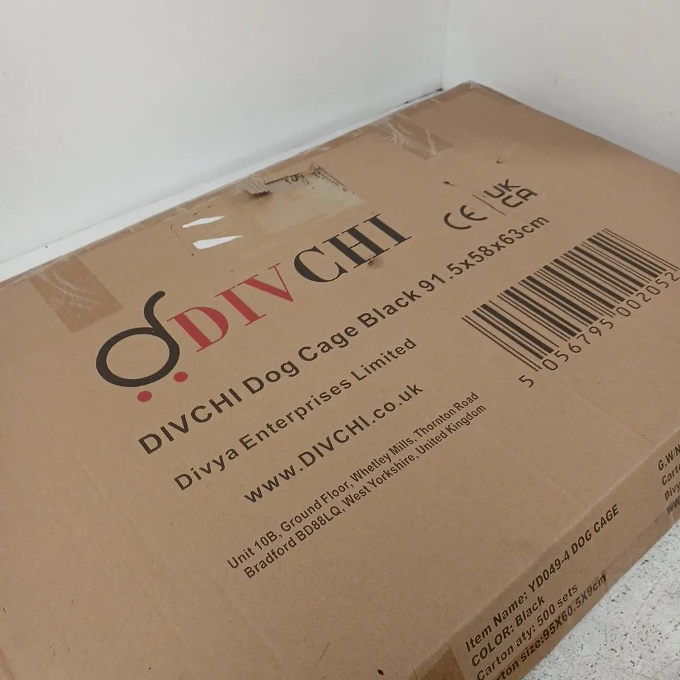 DIVCHI DOG CAGE – BLACK, 91.5 X 58 X 63 CM (BOXED)