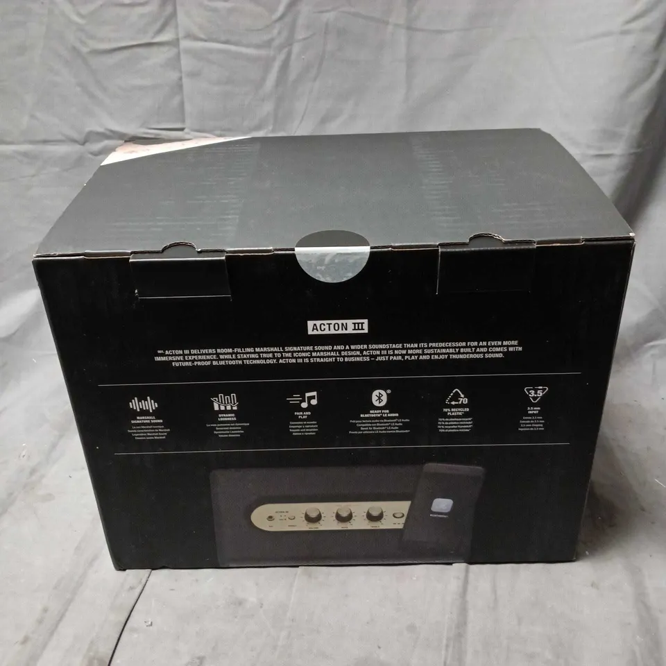 MARSHALL ACTION III HOME BLUETOOTH SPEAKER, BOXED.
