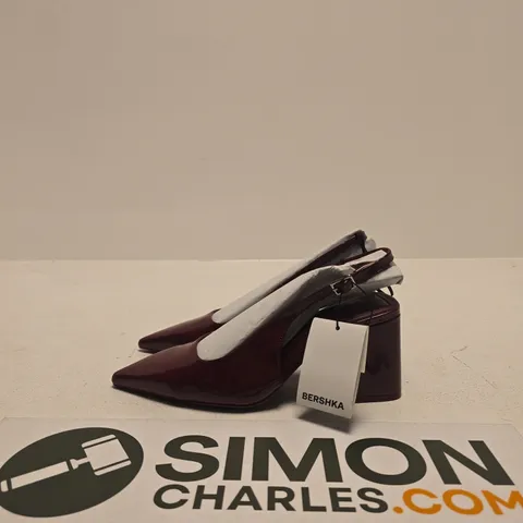 BERSHKA BURGUNDY PATENT SLINGBACK HEELS – WOMEN'S FASHION FOOTWEAR EU SIZE 37