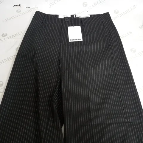 BERSHKA WIDE LEG BLACK STRIPE TROUSERS - EUR 40