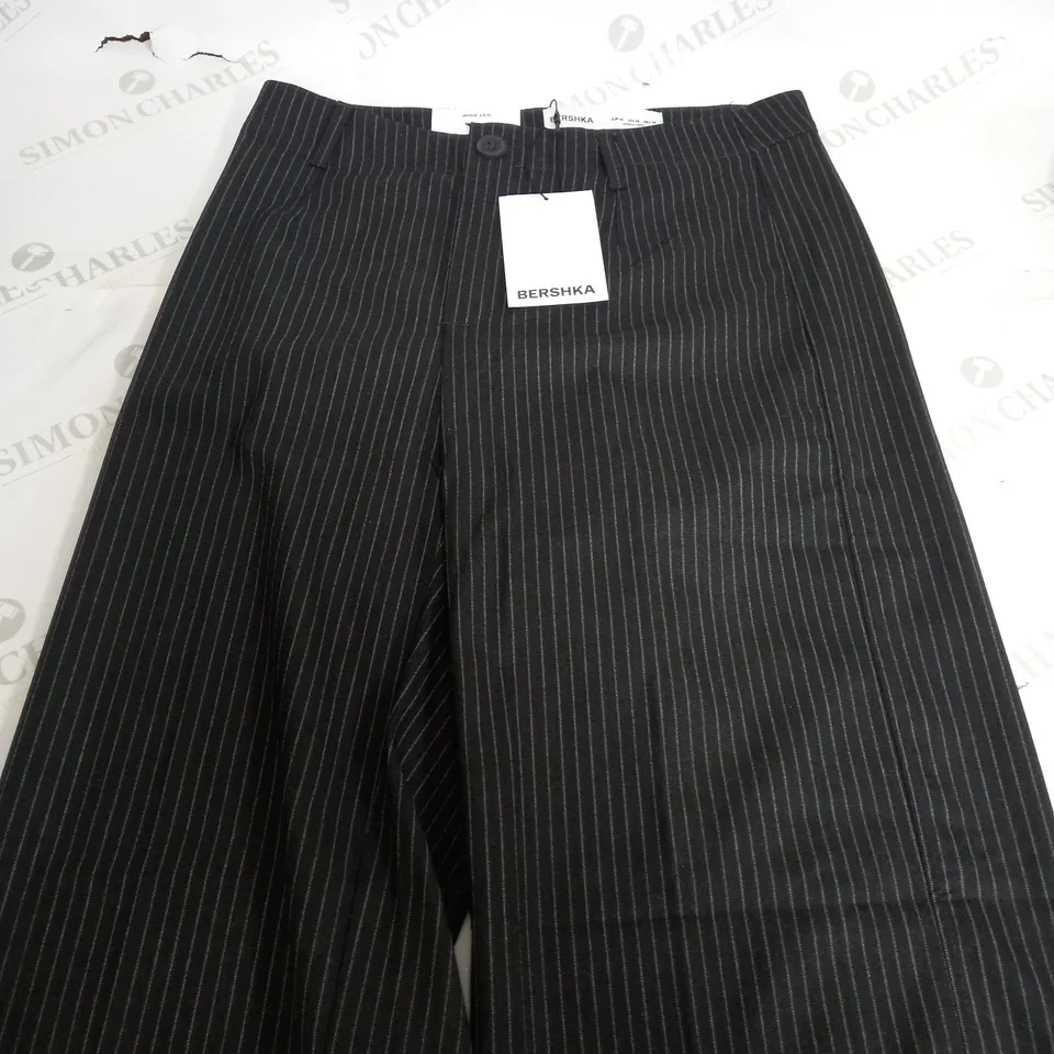 BERSHKA WIDE LEG BLACK STRIPE TROUSERS - EUR 40