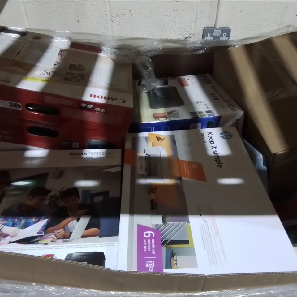 PALLET OF ASSORTED TECH ITEMS TO INCLUDE CANON PRINTER, BLUETOOTH BOOMBOX AND ONE GOD ALL AERIAL