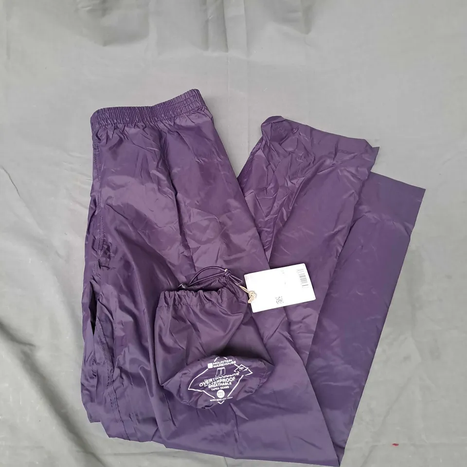 MOUNTAIN WAREHOUSE KIDS PAKKA WATERPROOF OVERTROUSERS IN PURPLE SIZE 13YRS