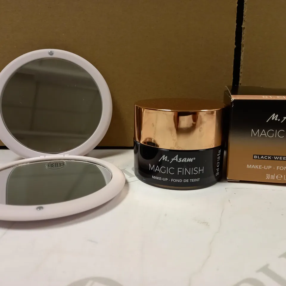 LOT OF 2 ITEMS TO INCLUDE TILI COMPACT MIRROR AND M.ASAM MAGIC FINISH - BLACK 30ML