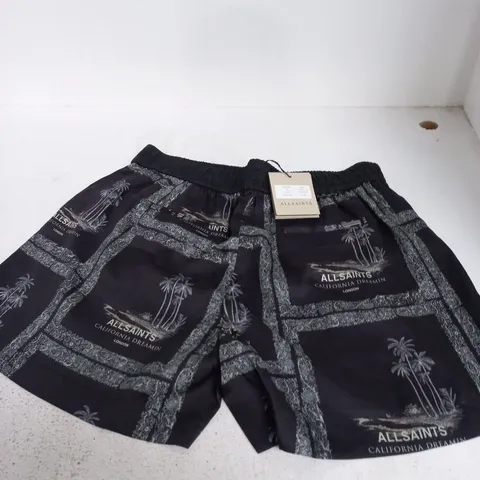 ALLSAINTS WOMENS SHORTS WAIMEA BLACK PALM PRINT - UK 14