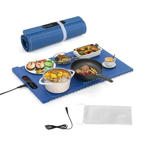 BOXED COSTWAY BLUE ROLLABLE FOOD WARMING MAT