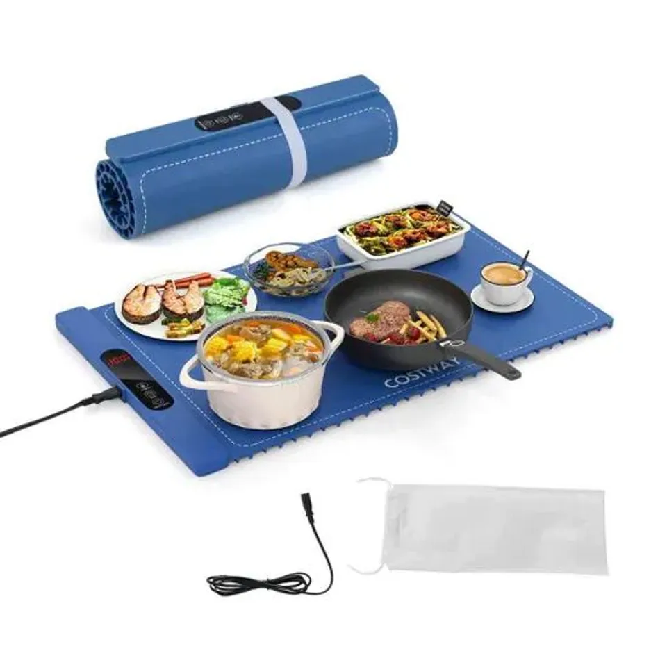 BOXED COSTWAY BLUE ROLLABLE FOOD WARMING MAT