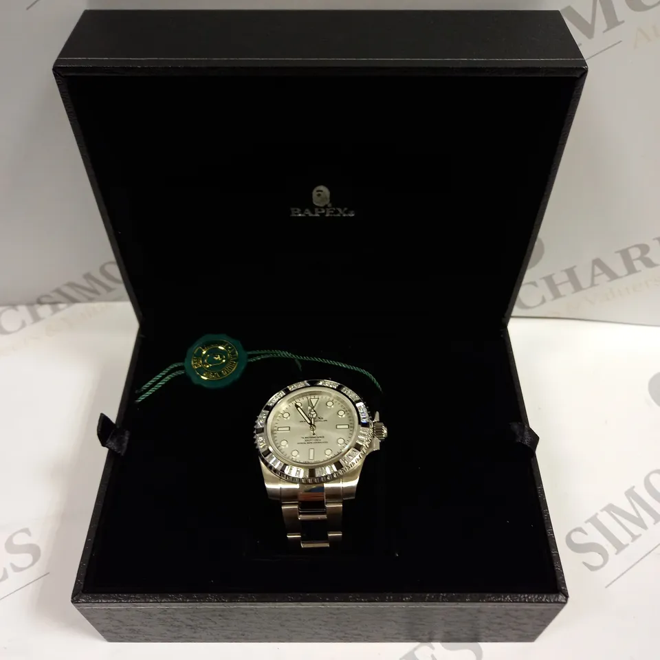 BOXED BAPEX TYPE ONE CRYSTAL STONE WATCH 