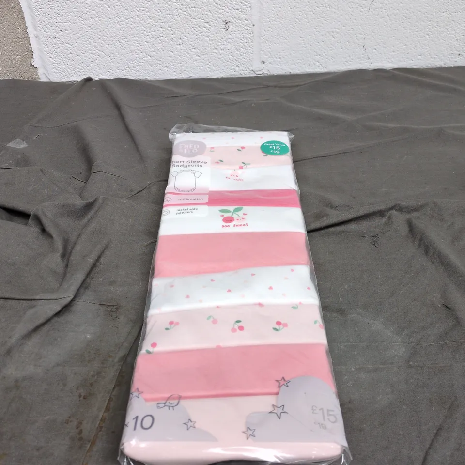 FRED AND FLO SHORT SLEEVE BODY SUITS ASSORTED 10 PACK 