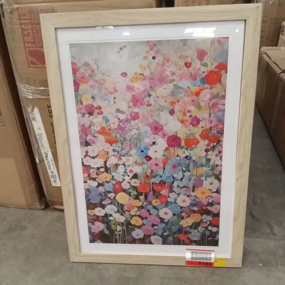 FRAMED COLOURFUL FLOWER ART PIECE 