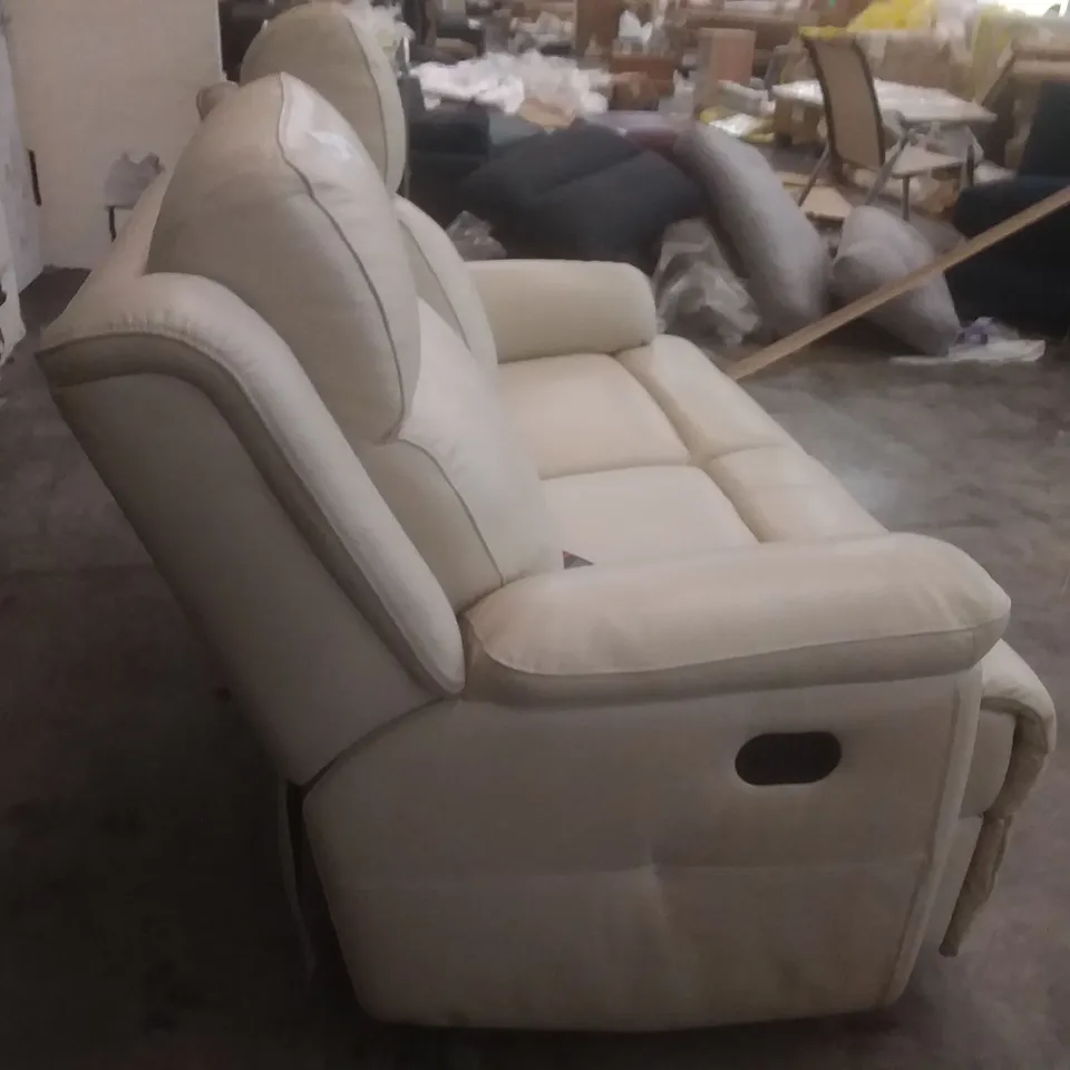 QUALITY DESIGNER GRACY 2 SEATER SOFA - CREAM LEATHER 