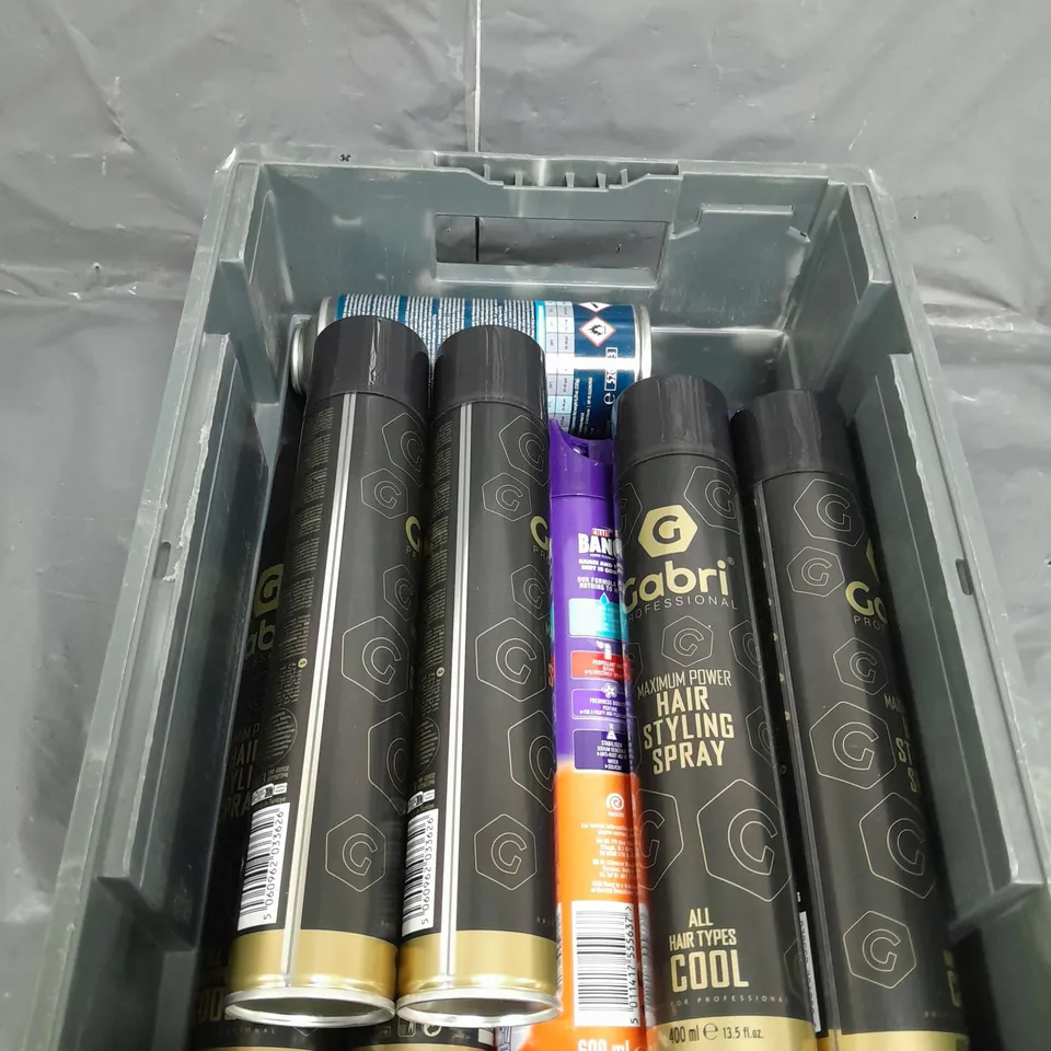 APPROXIMATELY 10 ASSORTED AEROSOLS TO INCLUDE , HAIR STYLING SPRAY , CILLIT BANG , SOUNDAFOAM , ETC 
