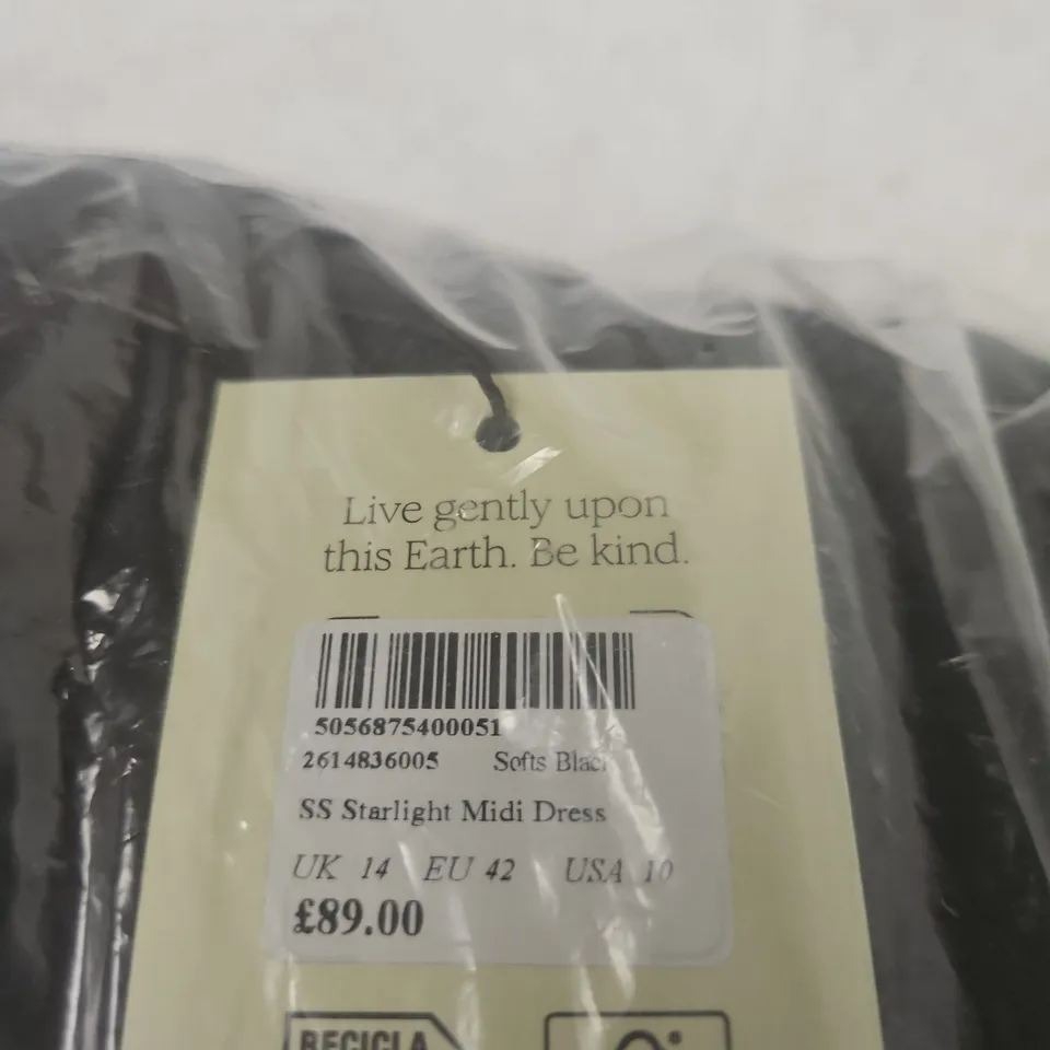 NOBODY'S CHILD SS STARLIGHT MIDI DRESS - SOFT BLACK, UK 14