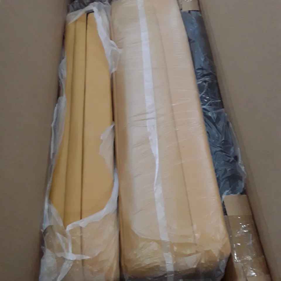 BOXED MUSTARD FABRIC METAL FRAME CHAIR (ONLY BOX 1 OF 2)
