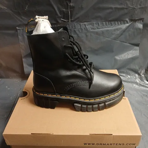 DR. MARTENS BLACK LEATHER AUDRICK 8-EYE COMBAT BOOTS – BOXED UK 5