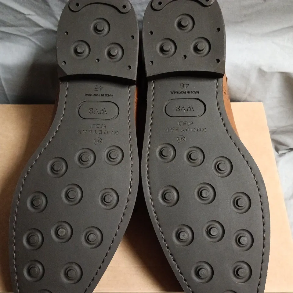 UK 11 WILL'S VEGAN SHOES GOODYEAR WELT BROGUES, TAN (EU 46)