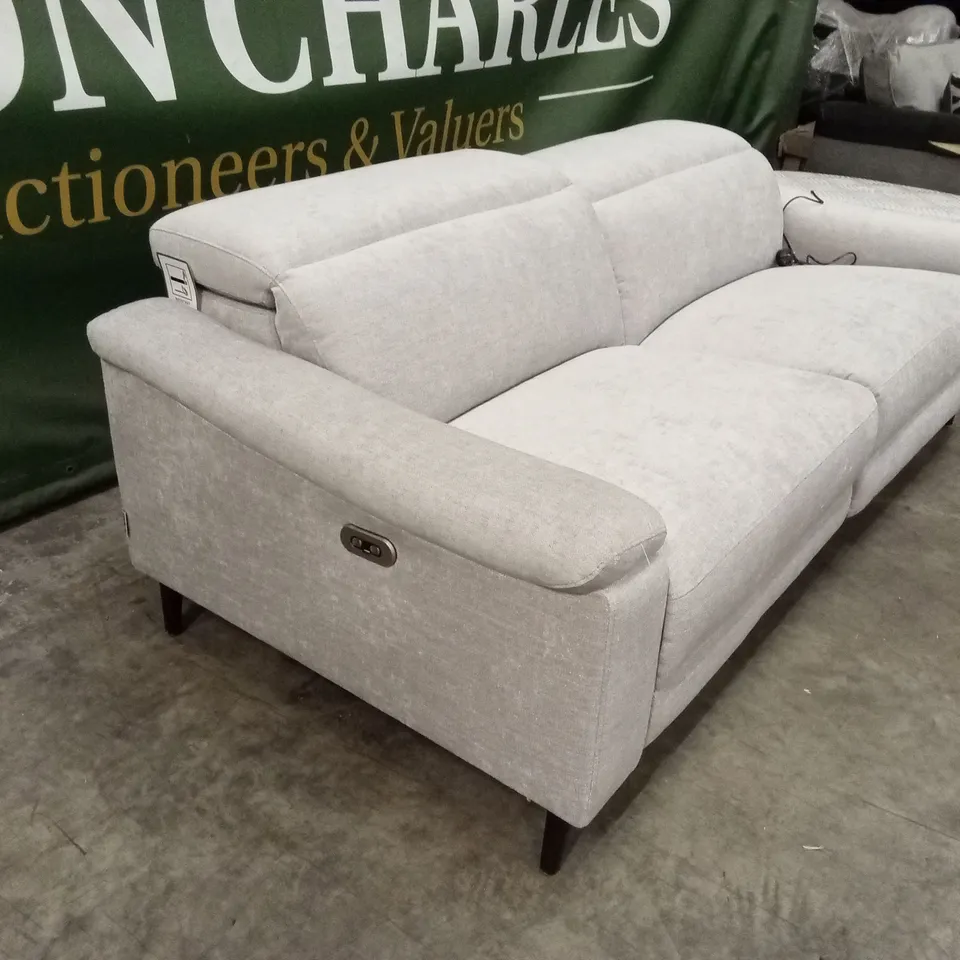 DANETTI SERENE SILVER FABRIC 3 SEATER RECLINER SOFA