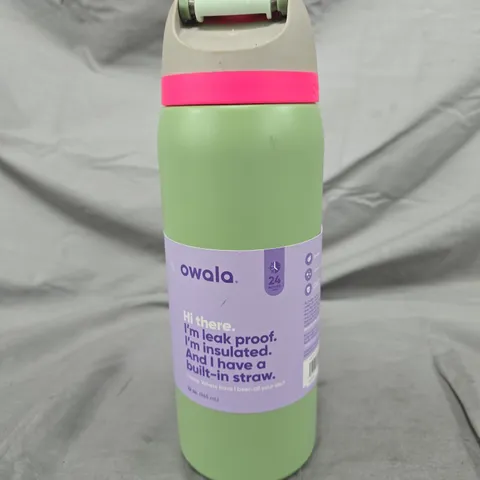 OWALA FREESIP INSULATED WATER BOTTLE 32 OZ – LIGHT GREEN WITH PURPLE LABEL